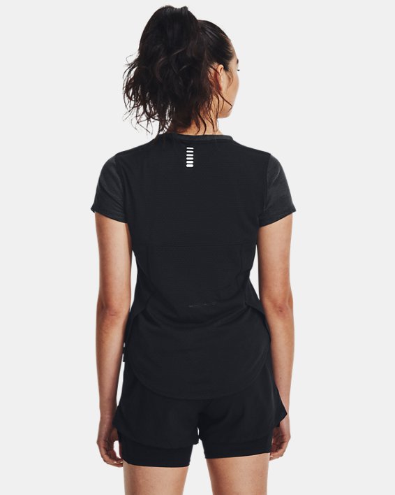 Women's UA Streaker Speed Camo Short Sleeve in Black image number 1